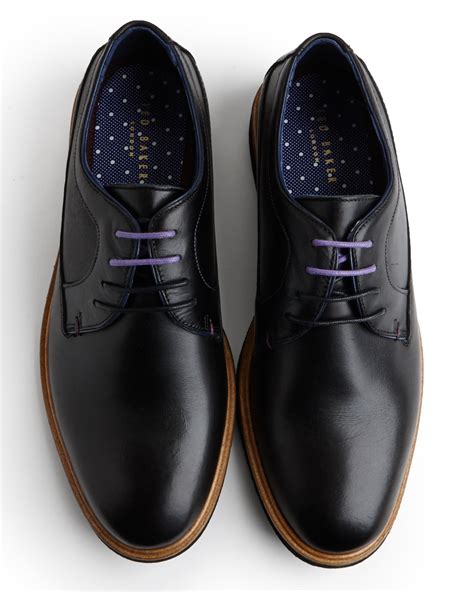 Leather Derby Shoes in Black for Men